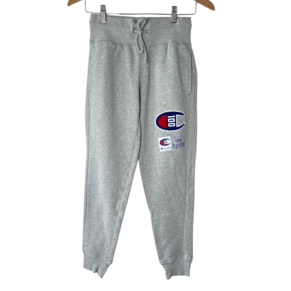 Champion 100‎ Logo Gray Jogger Sweatpants XS Reverse Weave Fleece